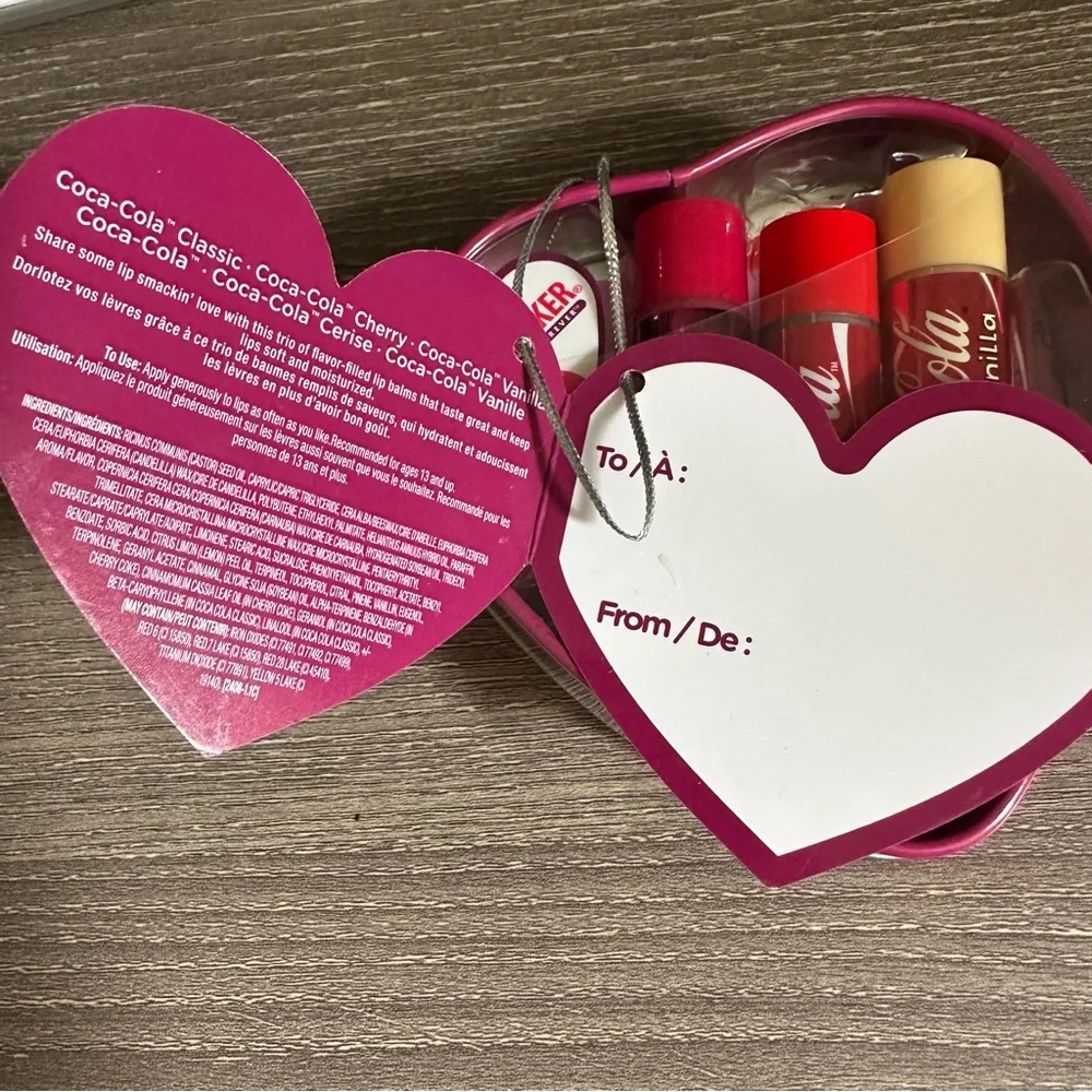 Lip Smacker Cherry Coke Vanilla Valentine Tin Heart Set